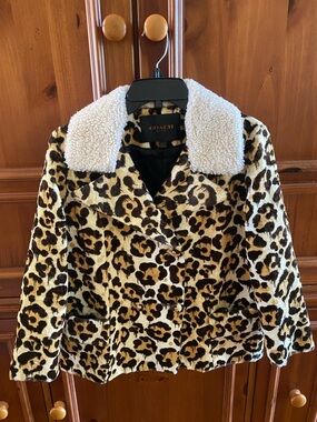 Rare Vintage COACH Leopard Print Shearling Collar Jacket - Tan, Black, Cream